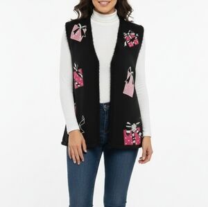 Mandal Bay Vintage Black Vest with Pink Details Size L